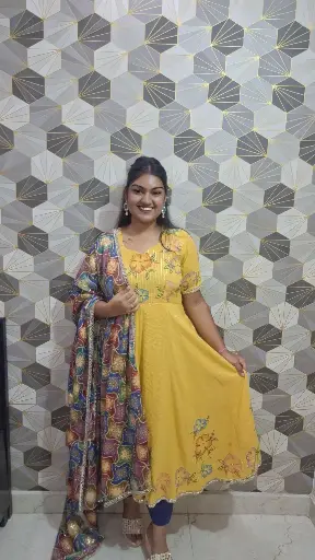 Multi-color flowers Anarkali set